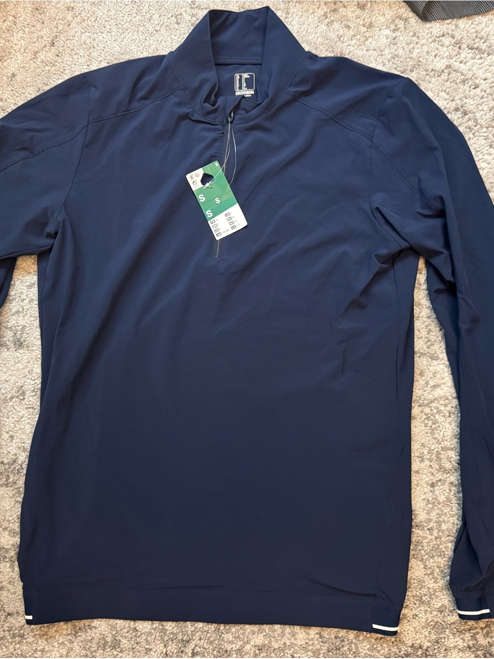 Decahthlon Navy Quarter-Zip Pullover wind resistant